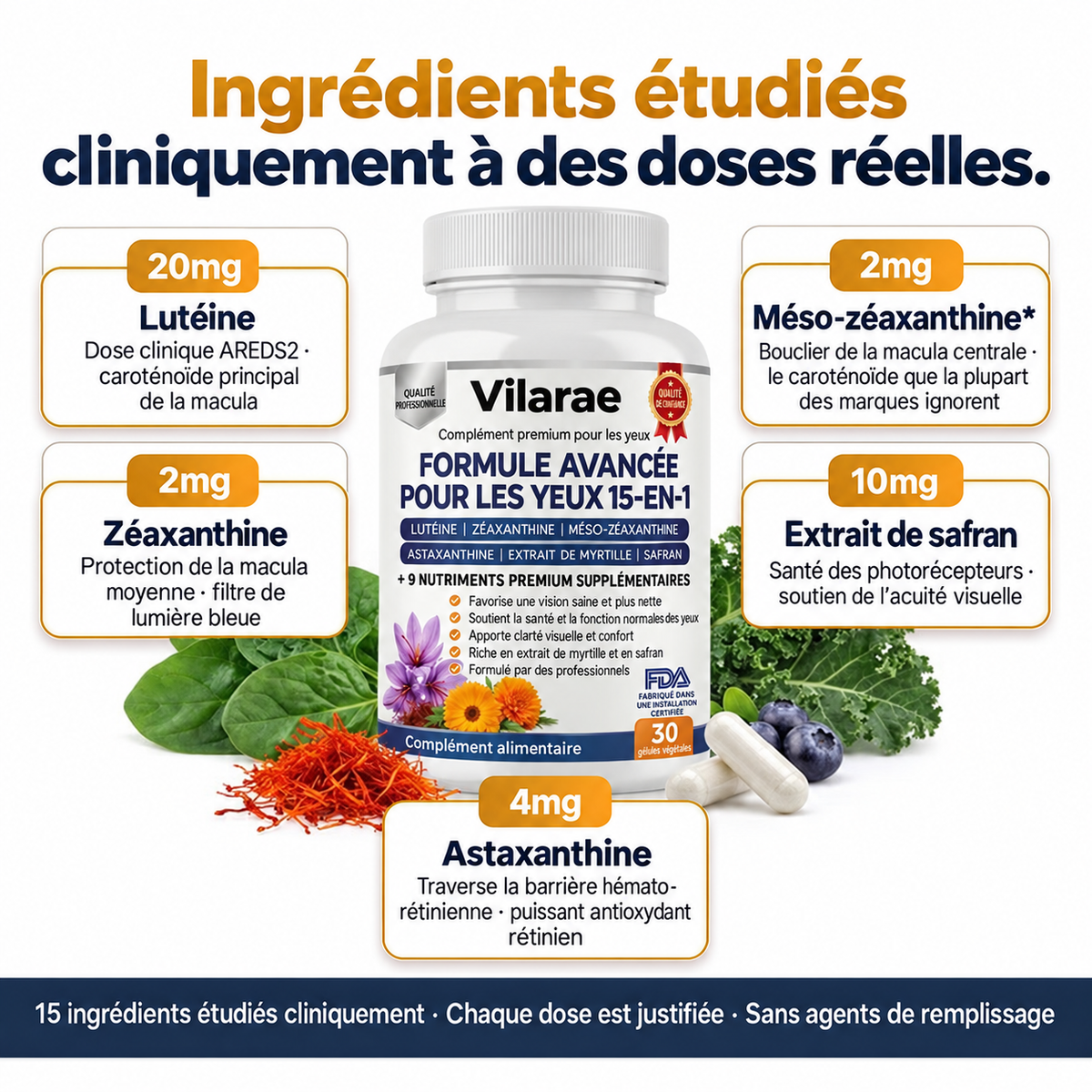 Vilarae 15-en-1 Formule Avancée pour les Yeux