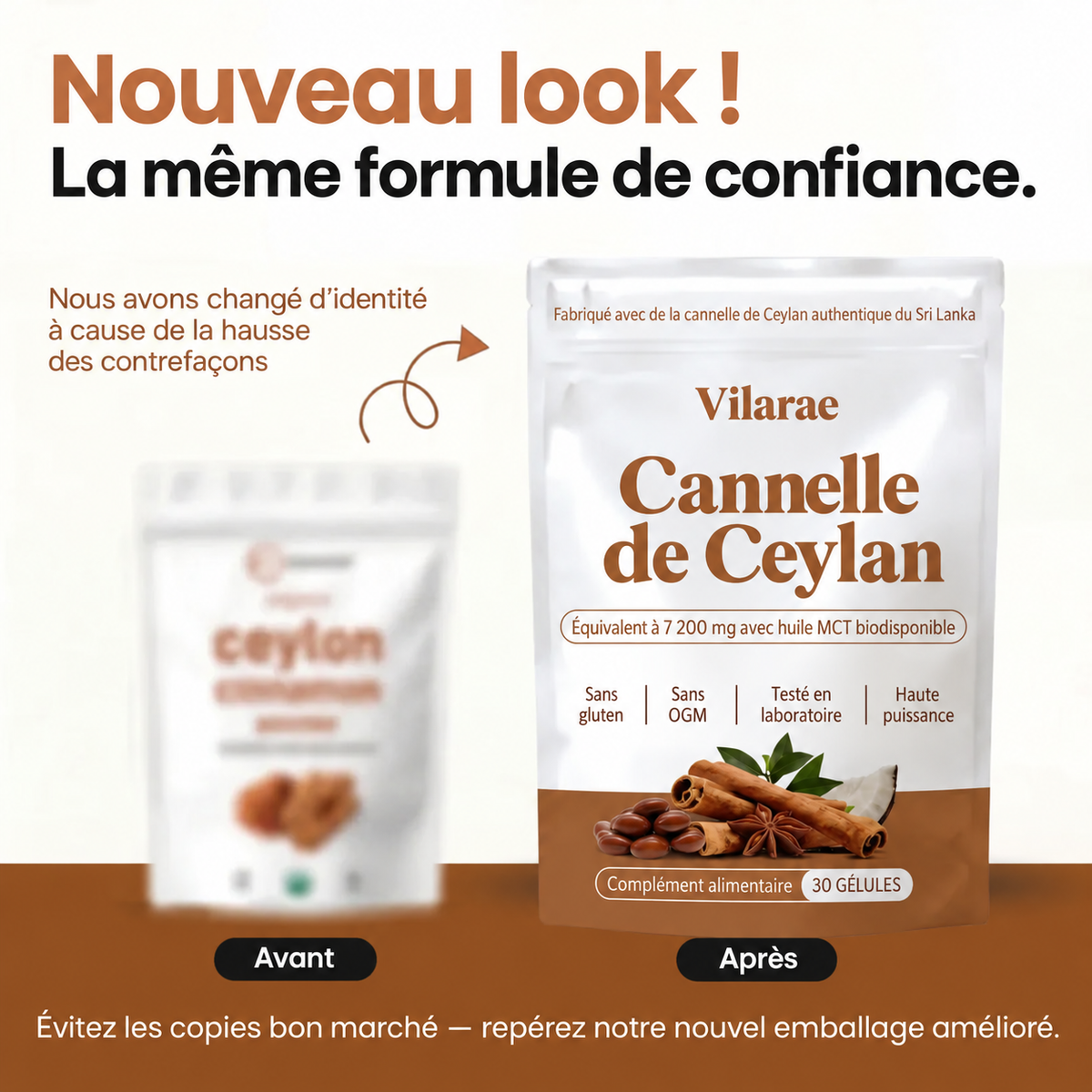 Vilarae – Cannelle de Ceylan 7 200 mg (équivalent) avec huile MCT