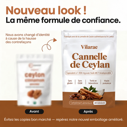 Vilarae – Cannelle de Ceylan 7 200 mg (équivalent) avec huile MCT