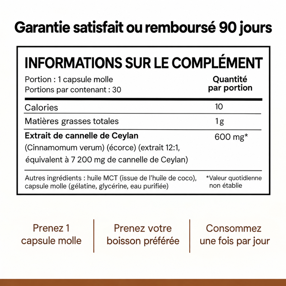 Vilarae – Cannelle de Ceylan 7 200 mg (équivalent) avec huile MCT