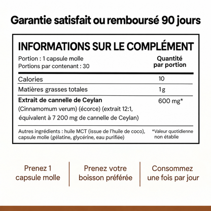 Vilarae – Cannelle de Ceylan 7 200 mg (équivalent) avec huile MCT
