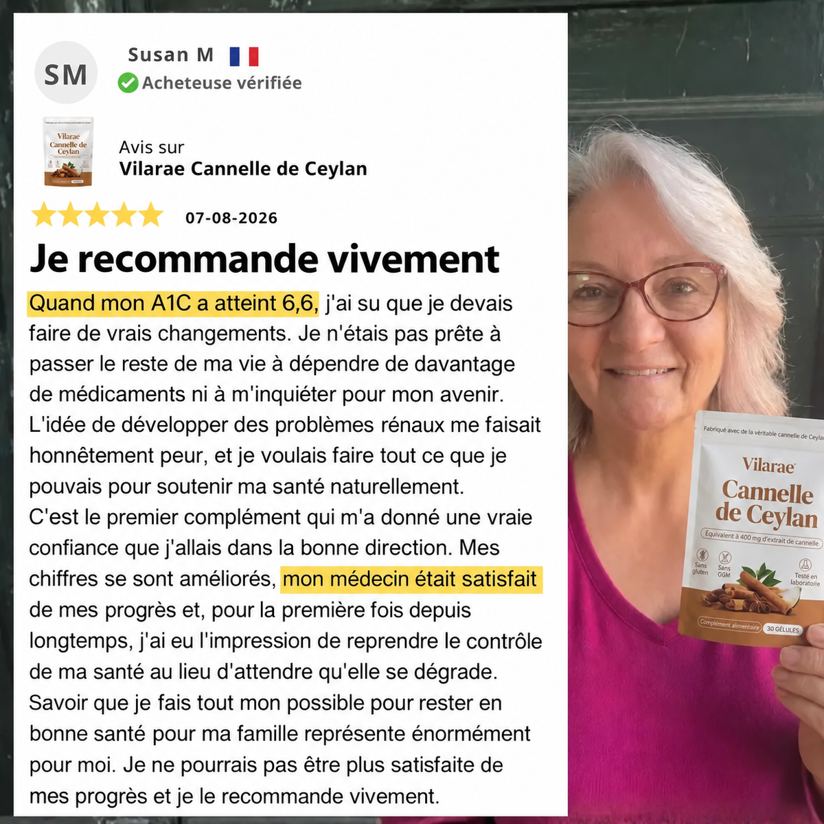 Vilarae – Cannelle de Ceylan 7 200 mg (équivalent) avec huile MCT