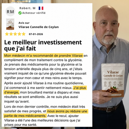 Vilarae – Cannelle de Ceylan 7 200 mg (équivalent) avec huile MCT